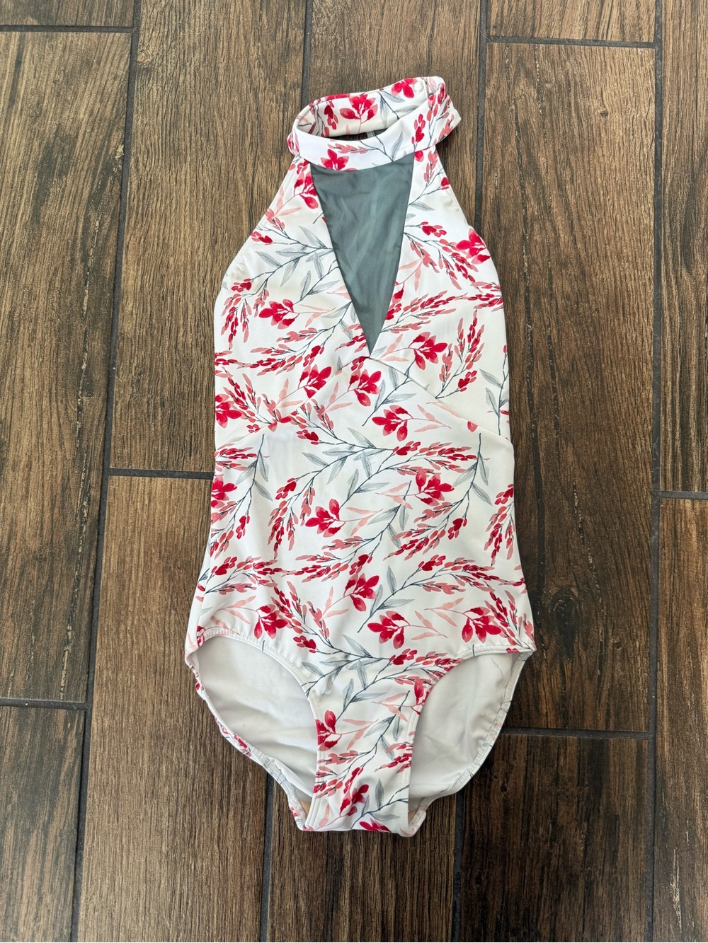 Eleve XS Floral Mock Neck Mesh Dance Leotard Ballet Gymnastics